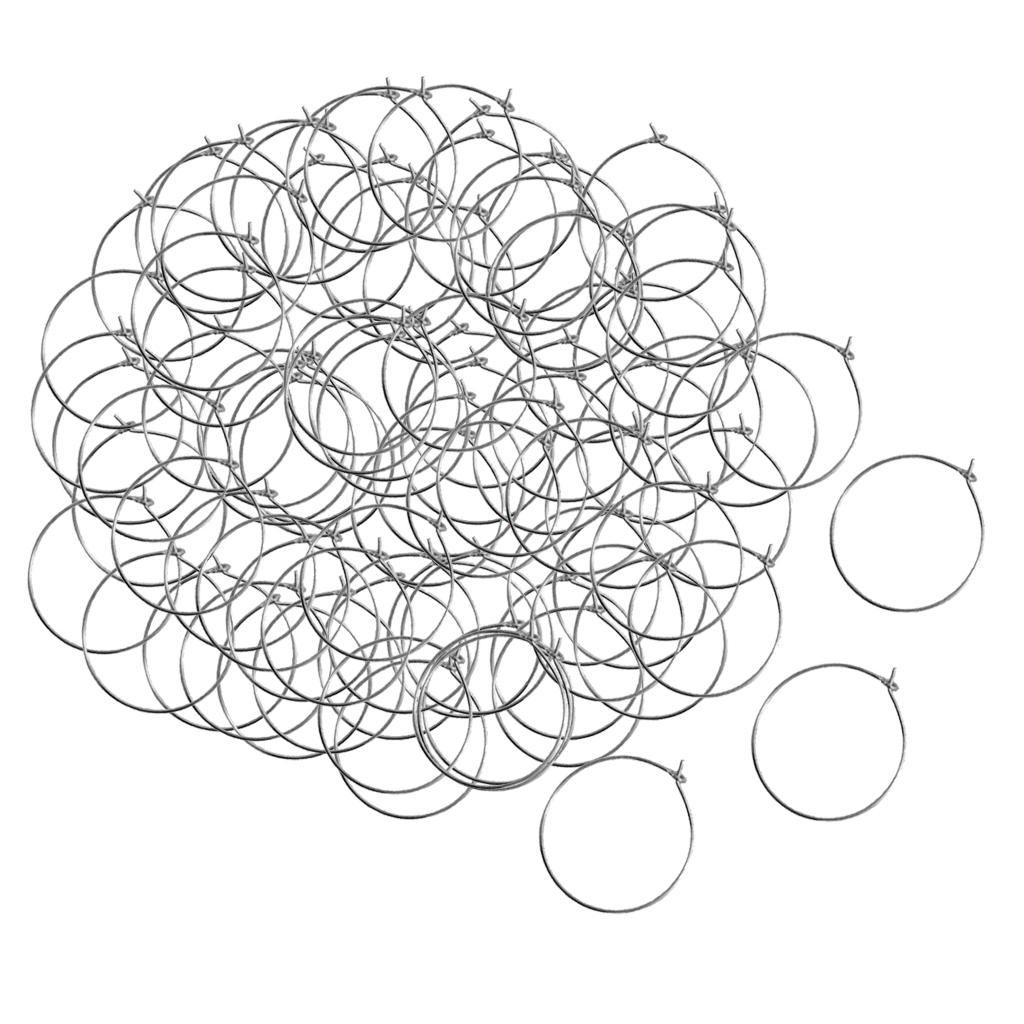 100x Lots Simple Round Hoop Earrings Circle Ear Hoop Female Earrings Making