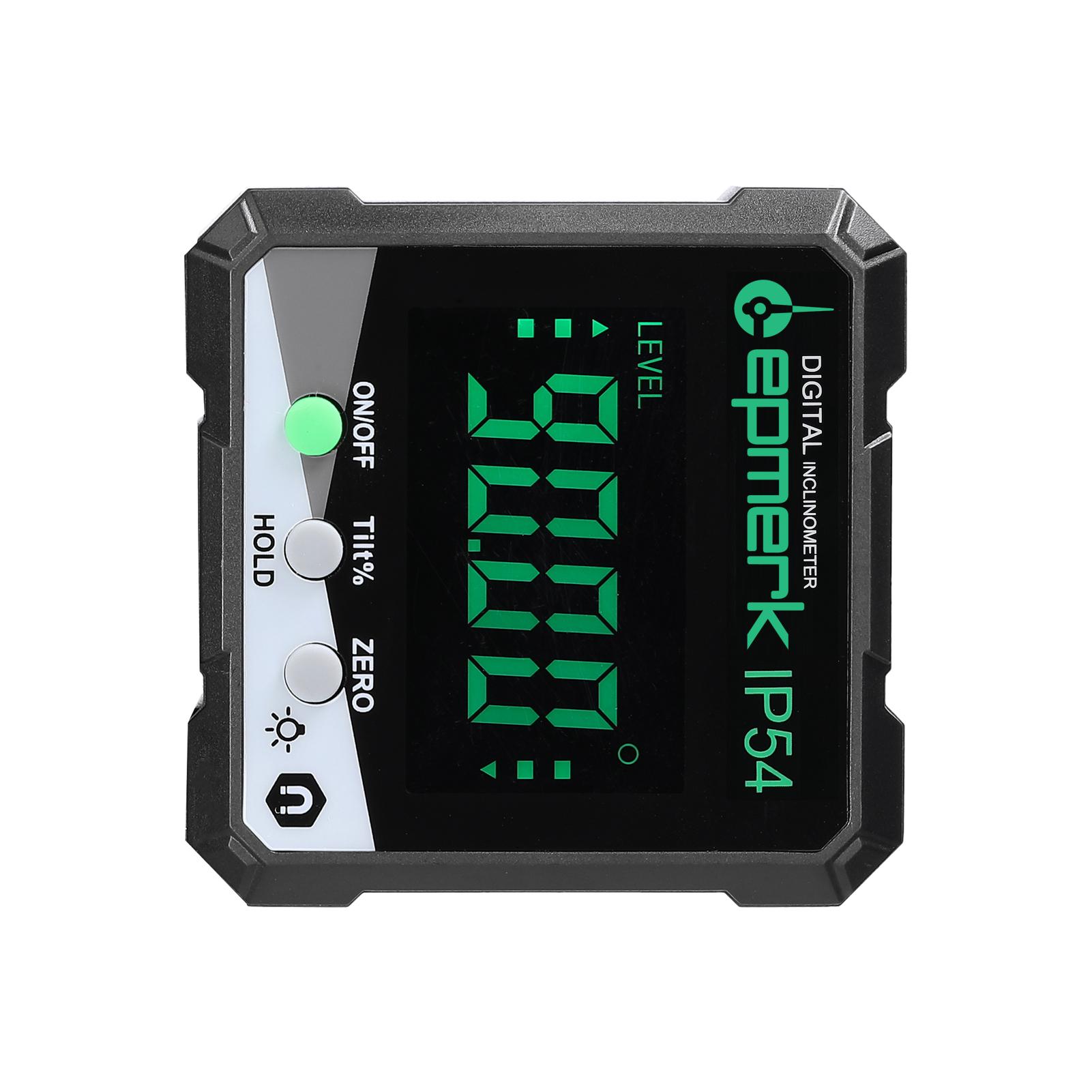 IP54 4*90° Portable Digital Inclinometer LCD Backlight Digital Protractor Slope Meter Digital Angle Ruler Single-side Magnetics Multifunctional Protractor Absolute Relative Mesuring Mode Data Hold