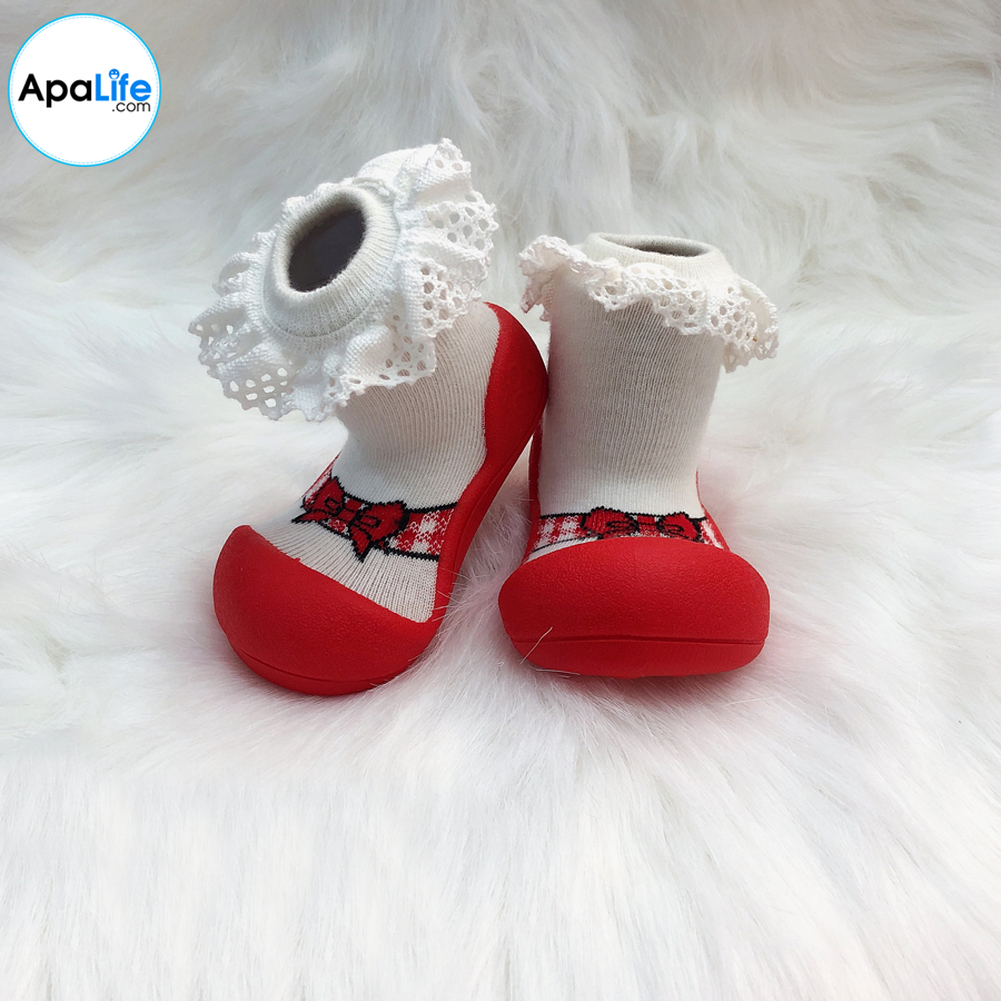 Attipas Ballet - Đỏ/ AT018 - Giày tập đi cho bé trai /bé gái từ 3 - 24 tháng nhập Hàn Quốc: đế mềm, êm chân & chống trượt