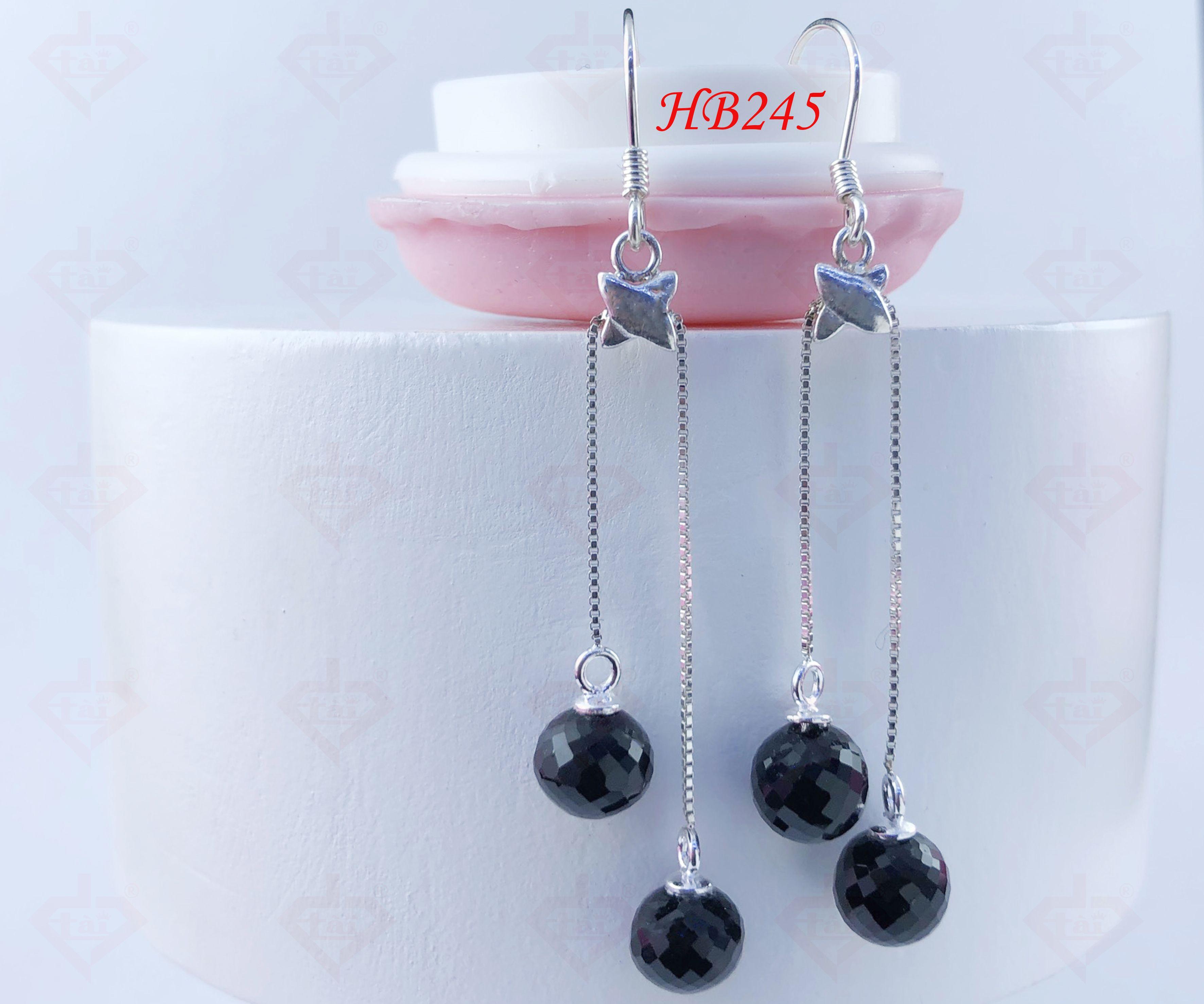 Bông Tai Dây Đôi Đá Châu Giác Bạc Cao Cấp 925
