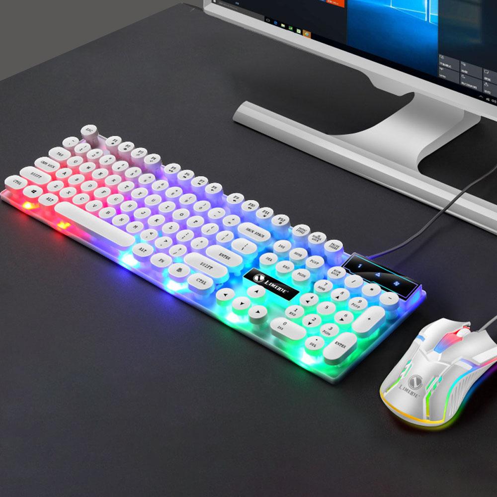 GTX300 Wired Keyboard Mouse Combo Backlit Keyboard with Folding Feet Suspended Keycaps Ergonomic Mouse