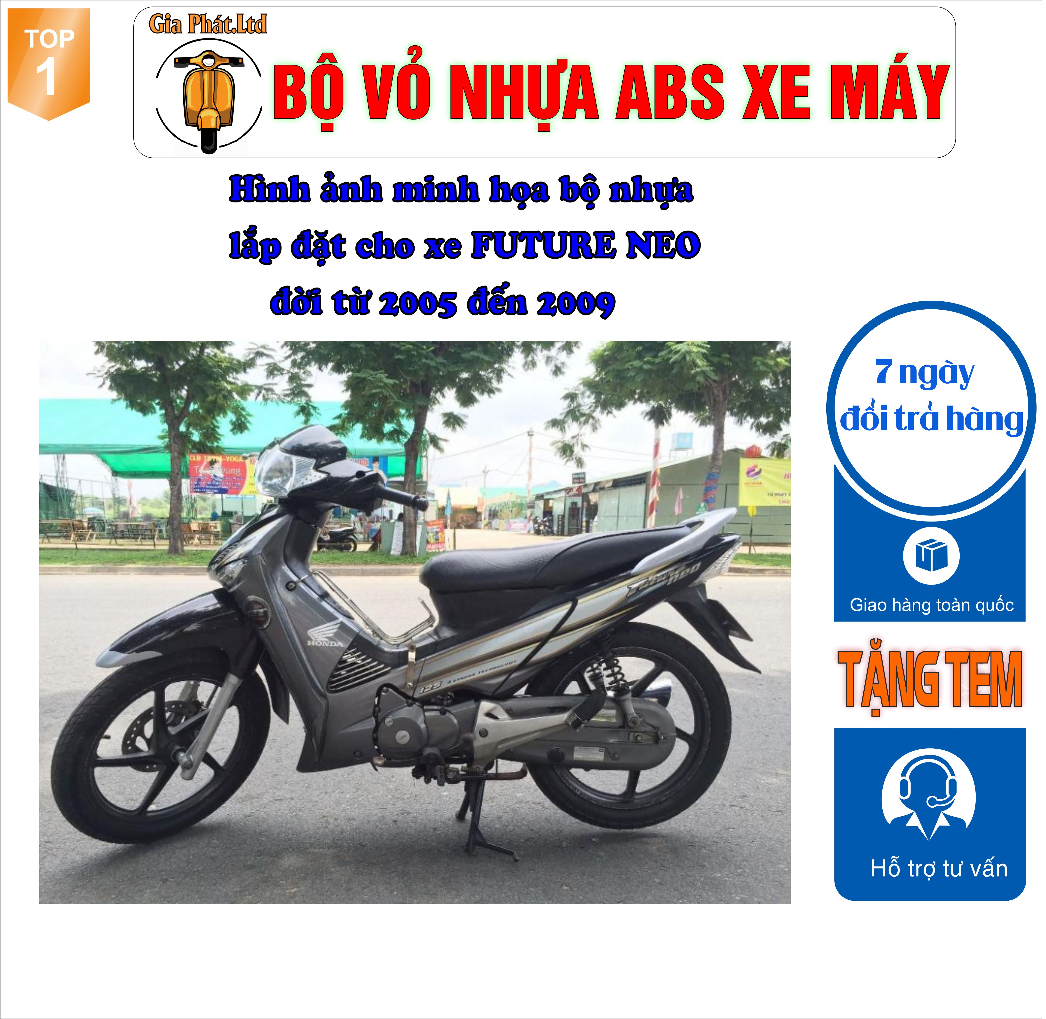 [Tặng tem ]Bộ nhựa dàn áo màu ĐEN gắn xe FUTURE NEO, nhựa ABS nguyên sinh cao cấp-TKB-555 (8041)