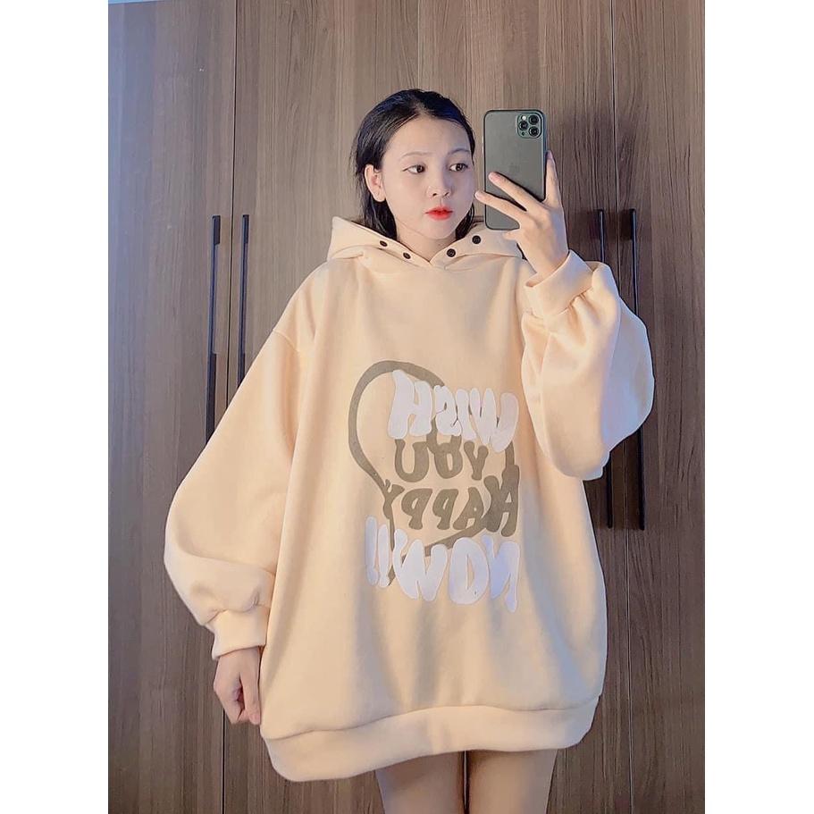 Áo hoodie nữ WISH YOU form thụng xinh xinh chất nỉ ngoại dày mịn thời trang gây bão thị trường việt tpp512 mới