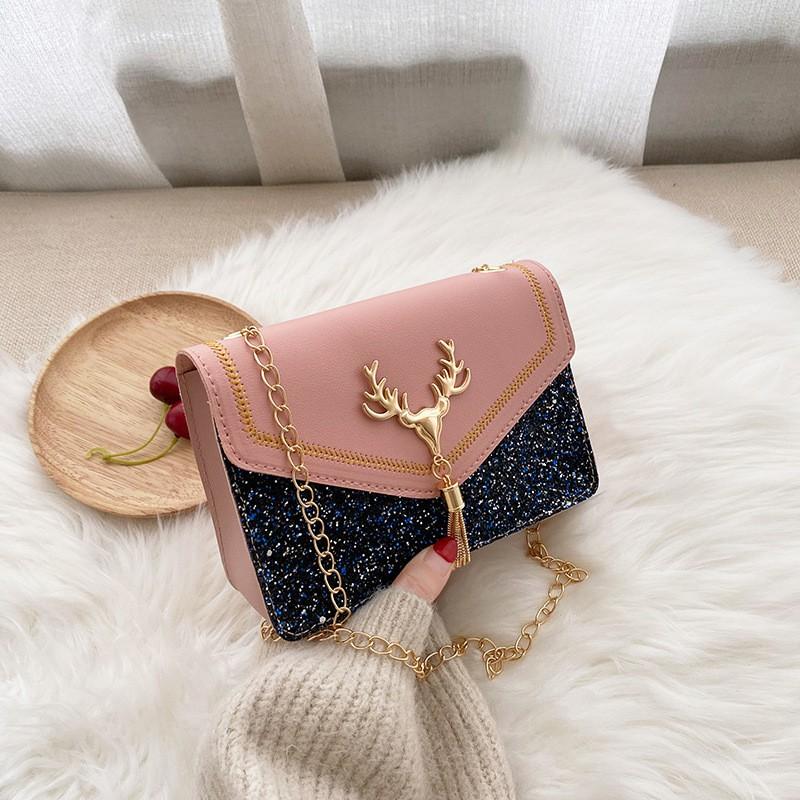 Women's Bag Fashionable Sequins Small Square Bag Shoulder Chain Women's Bag Crossbody Small Bag