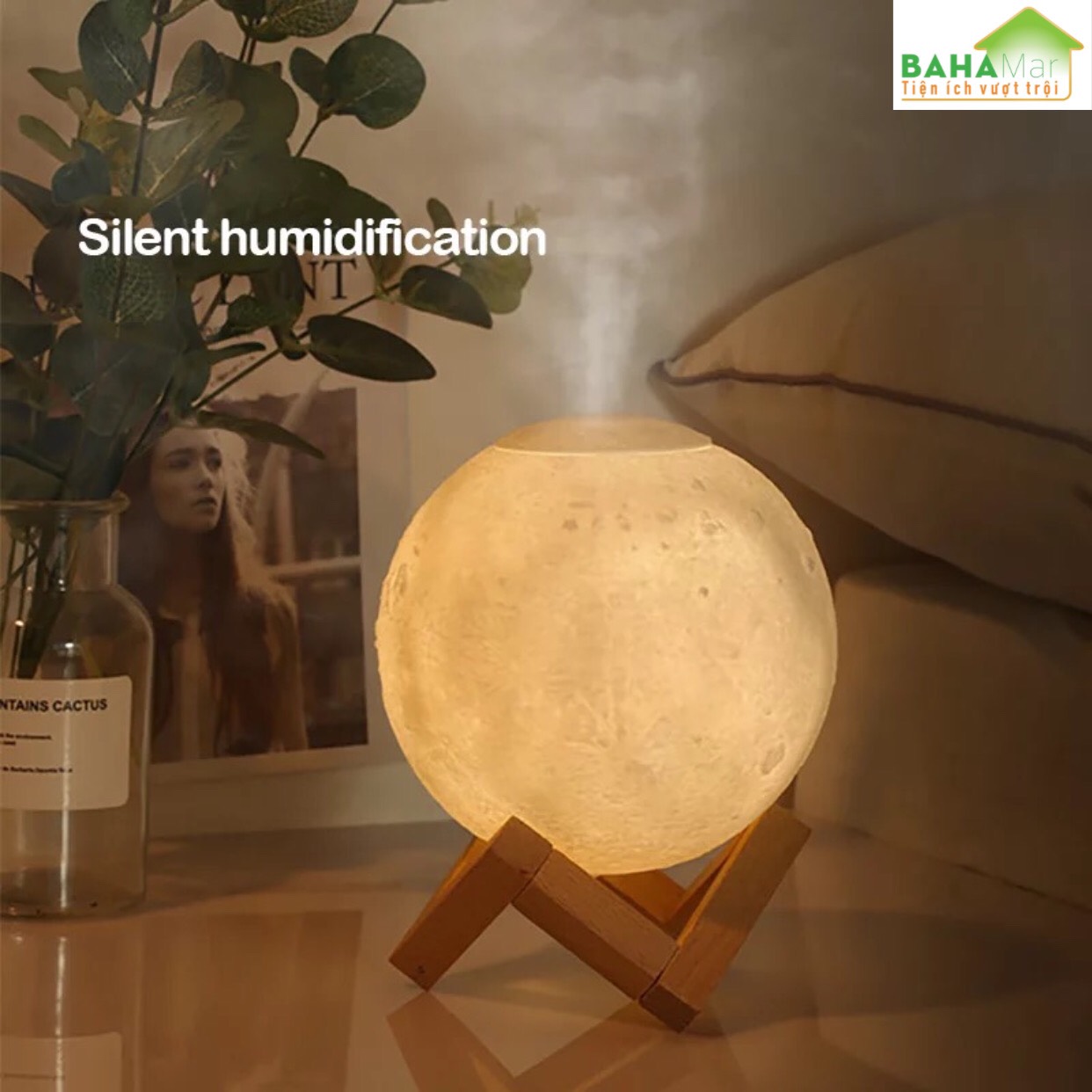 MÁY PHUN SƯƠNG TẠO ĐỘ ẨM KHÔNG KHÍ 3D - KHUẾCH TÁN TINH DẦU - XÔNG MẶT- ĐÈN LED "BAHAMAR" vừa là đèn ngủ vừa phun tạo ẩm và vừa xông tinh dầu, có thể xông mặt cho chị em phụ nữ