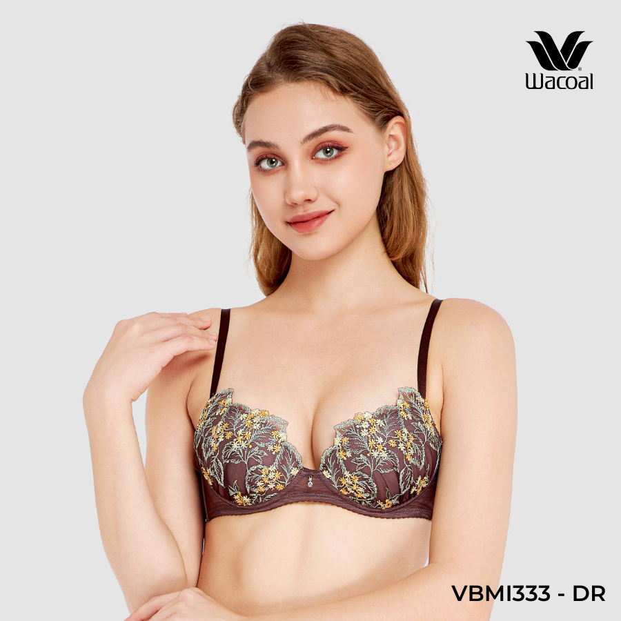 Áo lót Wacoal không gọng, nâng vừa, ren, mút đúc, dây liền VBMI333