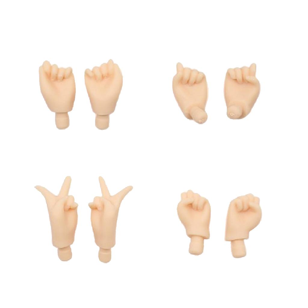 4 Pair Movable Hands for Blythe Doll Custom Body Parts Accessory White Skin