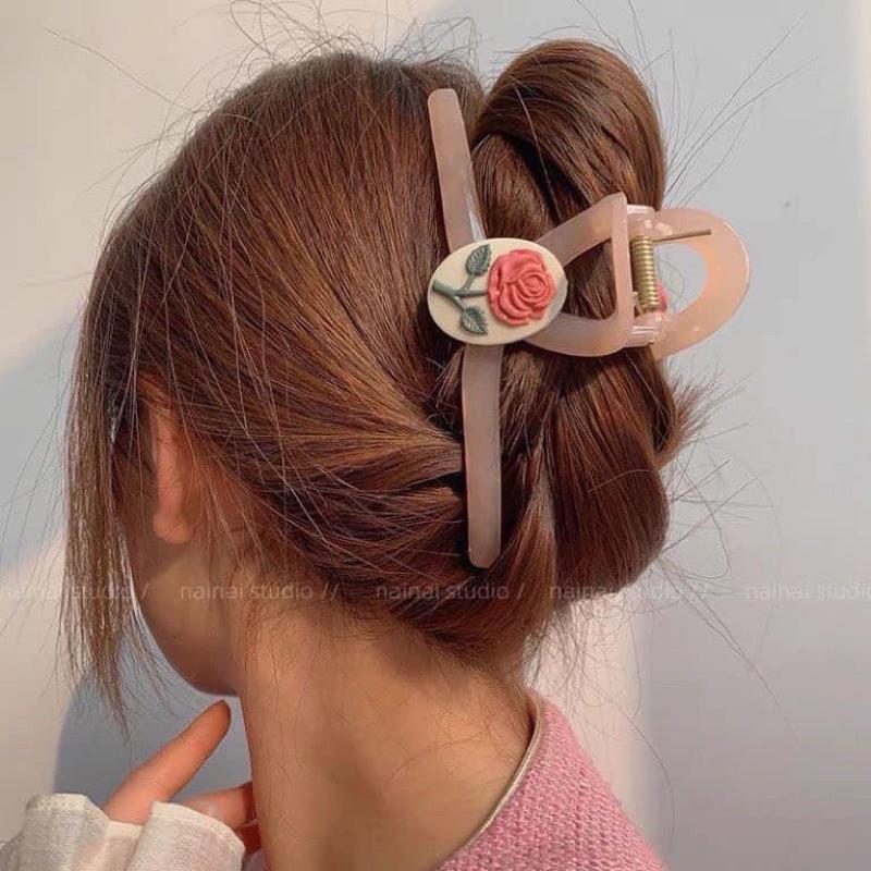 Sét 2 Kẹp cá mập đính đá hoa hồng