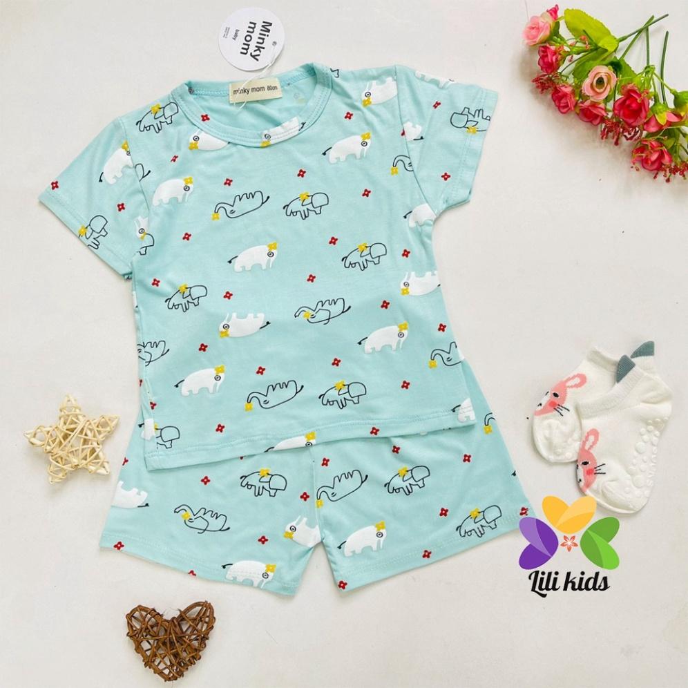 Bộ cộc tay thun lạnh in hình gấu LILIKIDS siêu mềm mịn mát cho bé trai bé gái BCT06