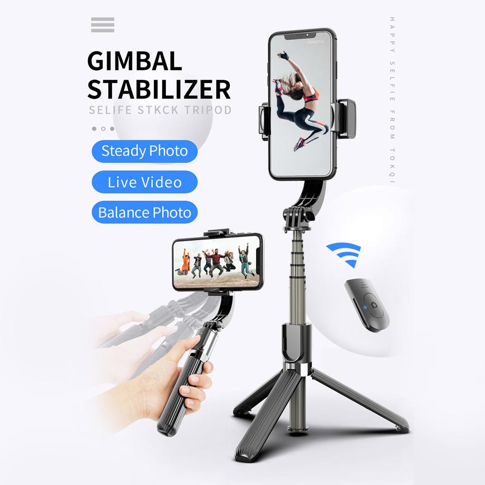 L08 Gimbal Stabilizer Selfie Stick Tripod BT4.0 Wireless Aluminum Alloy Foldable Selfie Stick Tripod for Smartphone