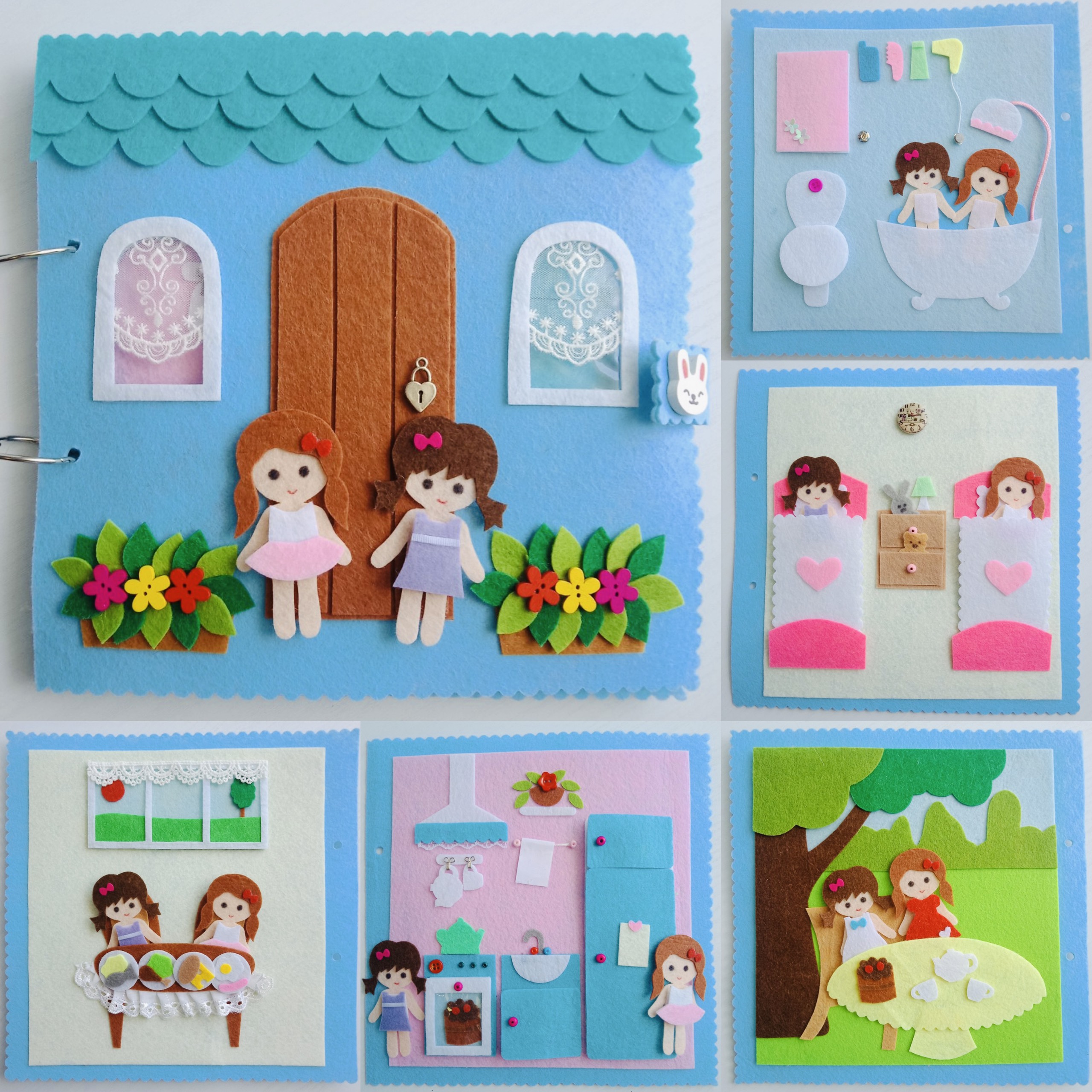 Đồ Chơi Sách Vải Nhà Búp Bê ĐÔI BẠN THÂN - Sách vải handmade cho bé