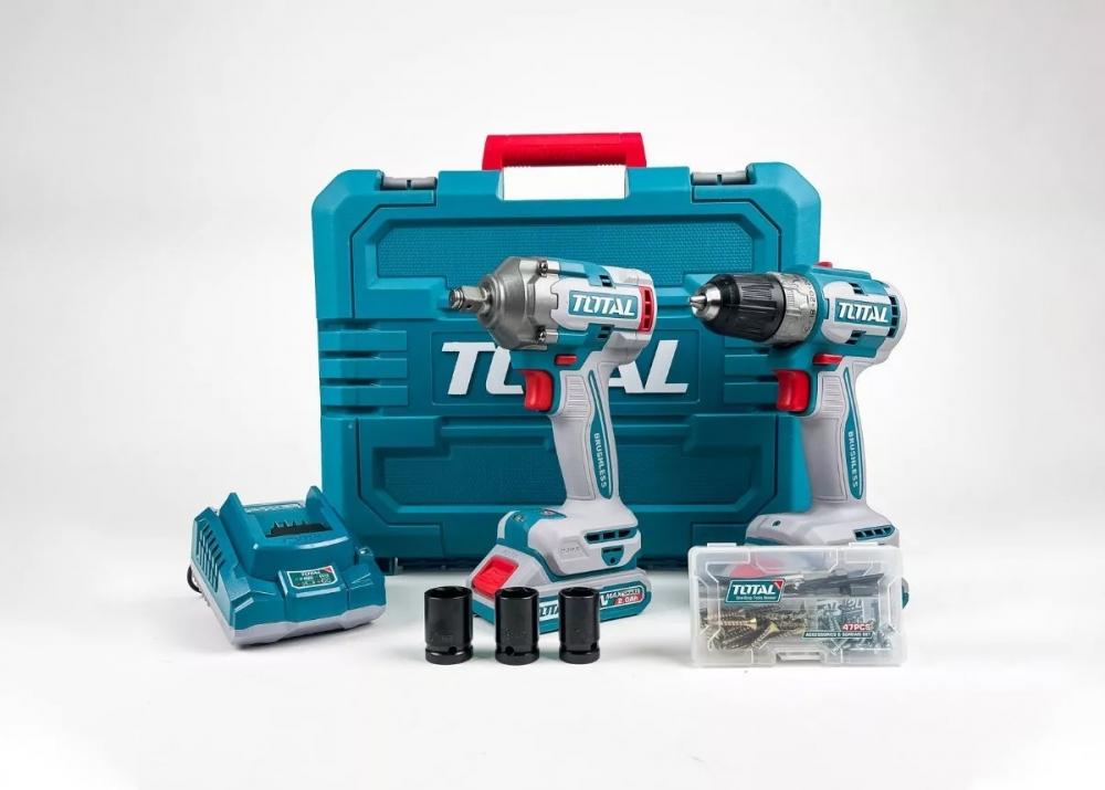 BỘ COMBO MÁY KHOAN TDLI20453 1 &amp; MÁY SIẾT BULOONG TIWLI2040 KHÔNG CHỔI THAN DÙNG PIN 20V TOTAL TCKLI20271 - HÀNG CHÍNH HÃNG