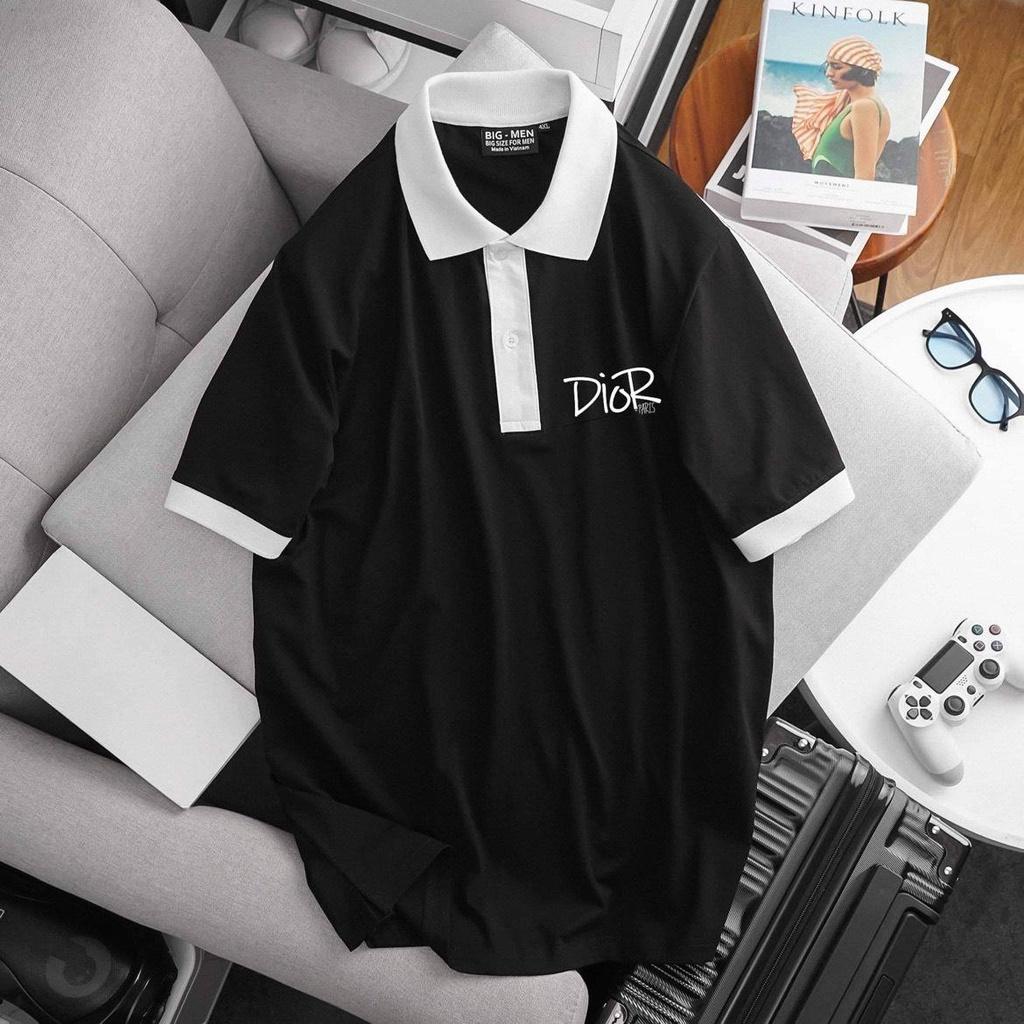 Áo thun polo phối màu bigsize nam in logo 80 đến 140kg