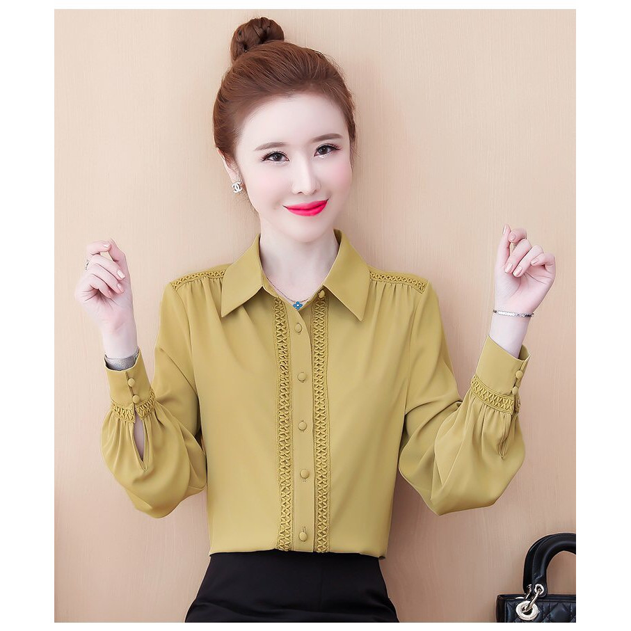 Áo sơ mi nữ phối ren cách diệu - NH449