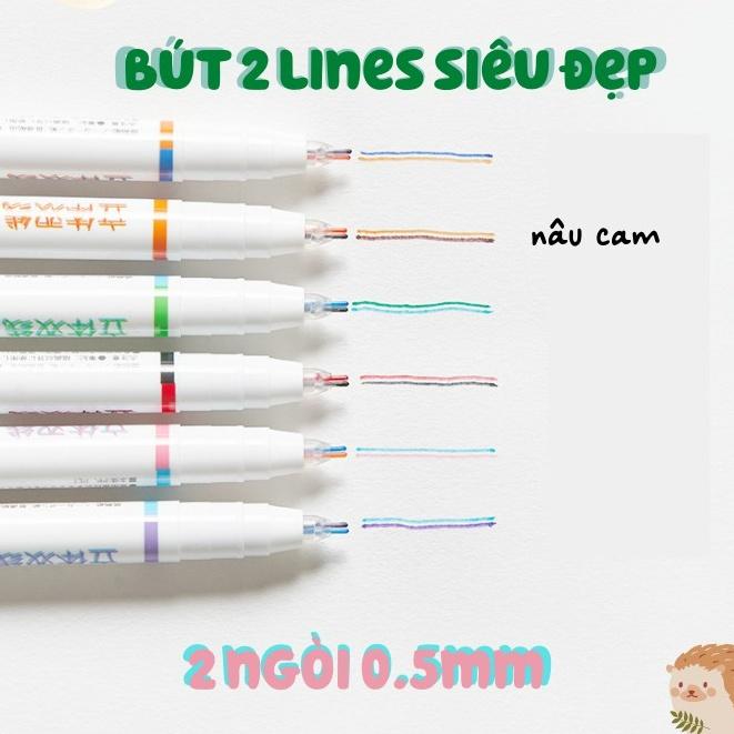 Bút mực hai ngòi 0.5mm bút mực 2 Lines Pen nhiều màu dễ thương ST407