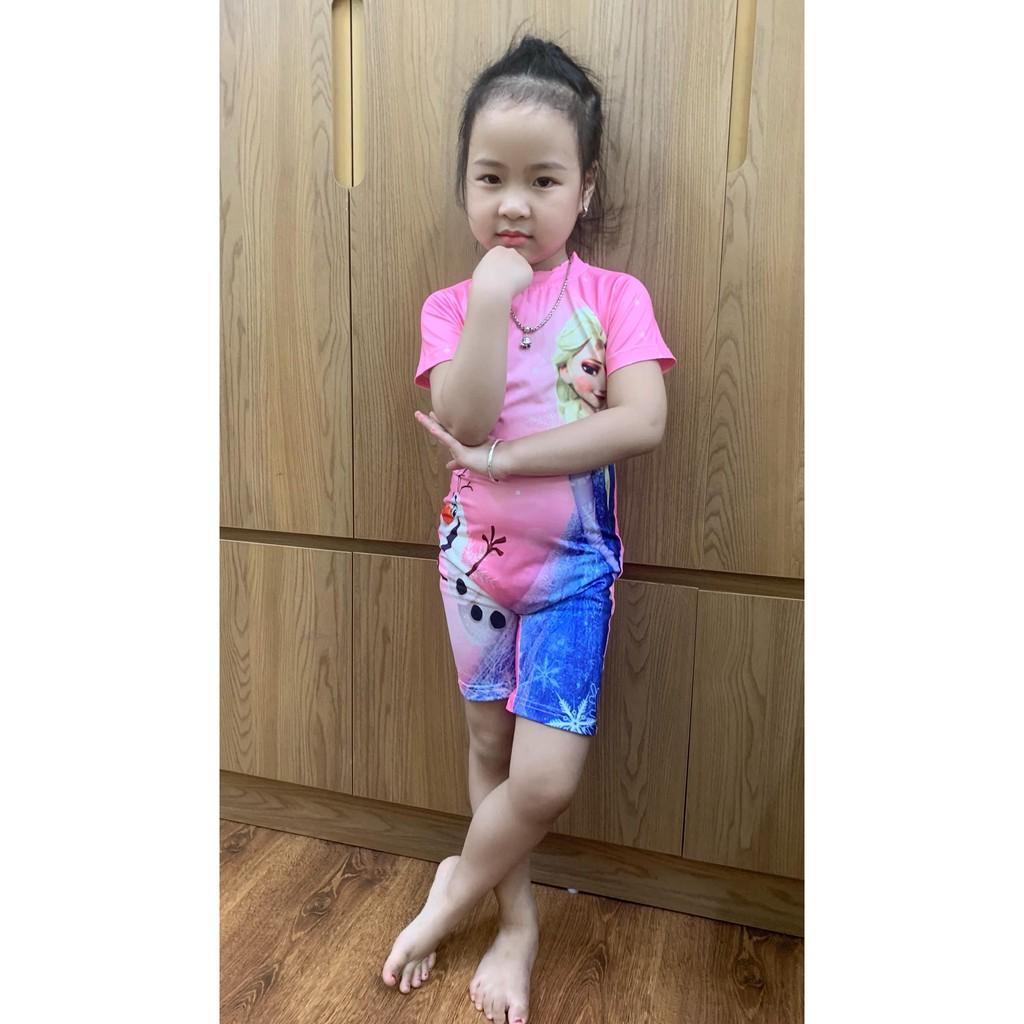 Bộ đồ bơi bé gái liền thân size đại, bộ bikini đi biển in hình công chúa Elsa co giãn tốt, nhanh khô, chống nắng