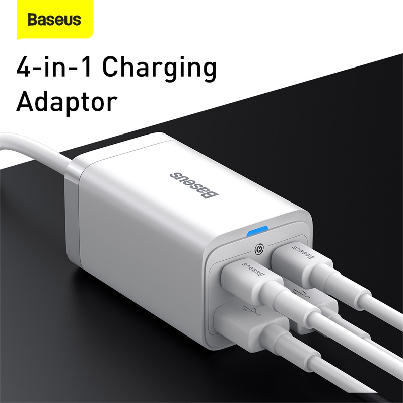 Bộ sạc nhanh Baseus 65W GaN3 Pro Bộ sạc nhanh 4 trong 1 cho iPhone 13 Pro Max Samsung Power Station cho máy tính xách tay CCDK65S -Hàng Chính Hãng