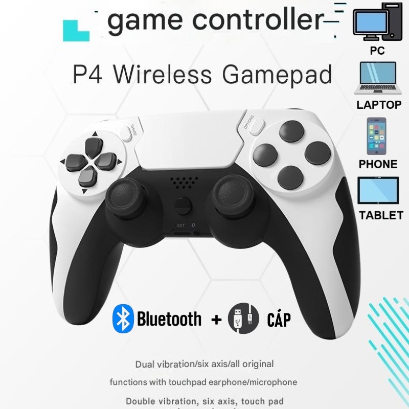 Gamepad Tay Game Không dây Bluetooth TP4 cho máy tính - điện thoại - máy tính bảng hàng nhập khẩu