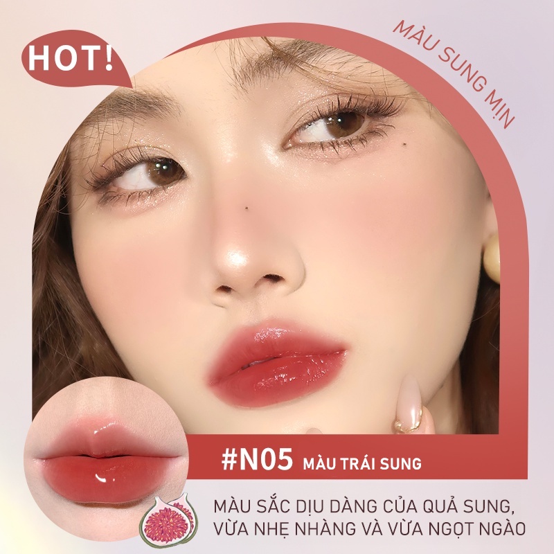 JUDYDOLL Son tint Iced Tea Watery Lip Gloss Môi bóng căng mọng Không dính Nhẹ môi 2,4g