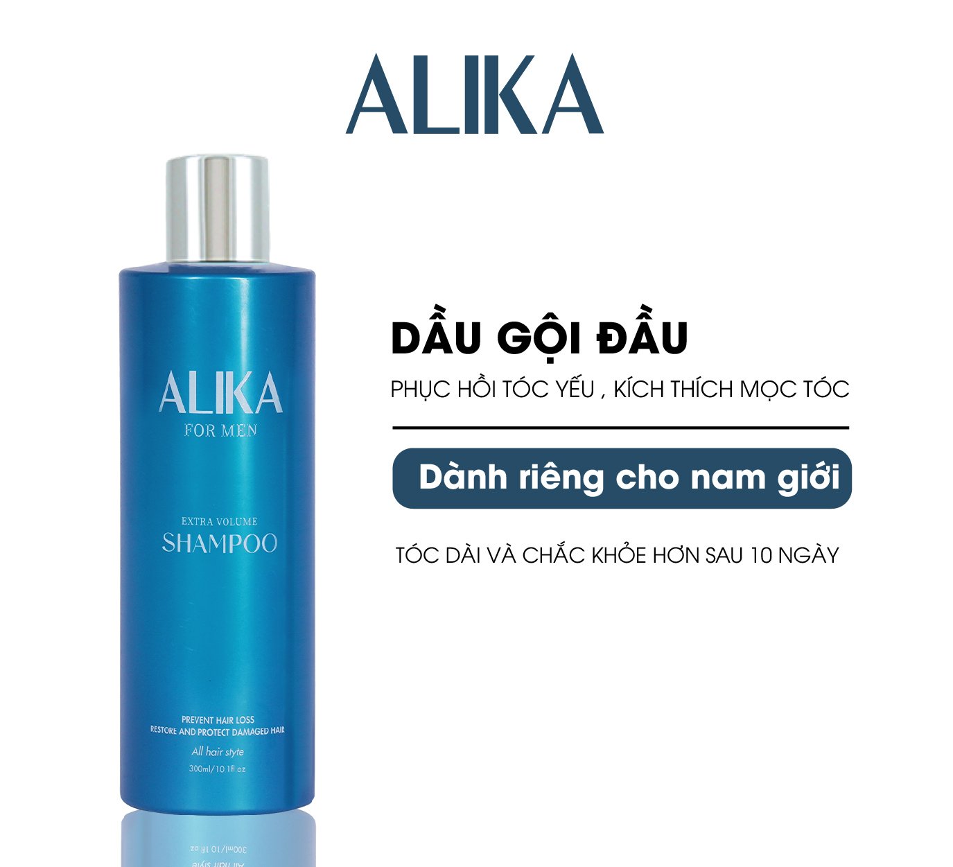 Bộ sản phẩm dầu gội chăm sóc tóc, giúp giảm rụng Alika For Men+ 300ml và viên uống hỗ trợ mọc tóc nhanh 60 viên