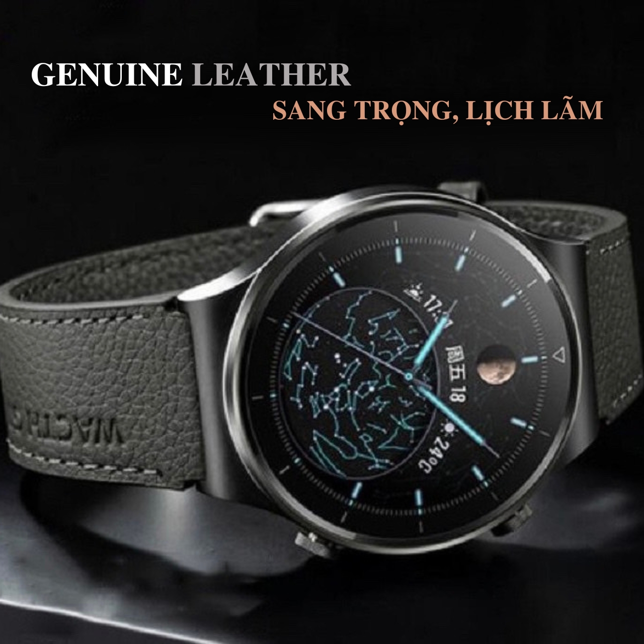 Dây Đeo Da Dành Cho Huawei Watch GT/GT2/GT3/GT3 Pro/GT Runner/Honor Watch Magic/Magic 2 Size 22mm, Kai.N Genuine Leather - Hàng Chính Hãng