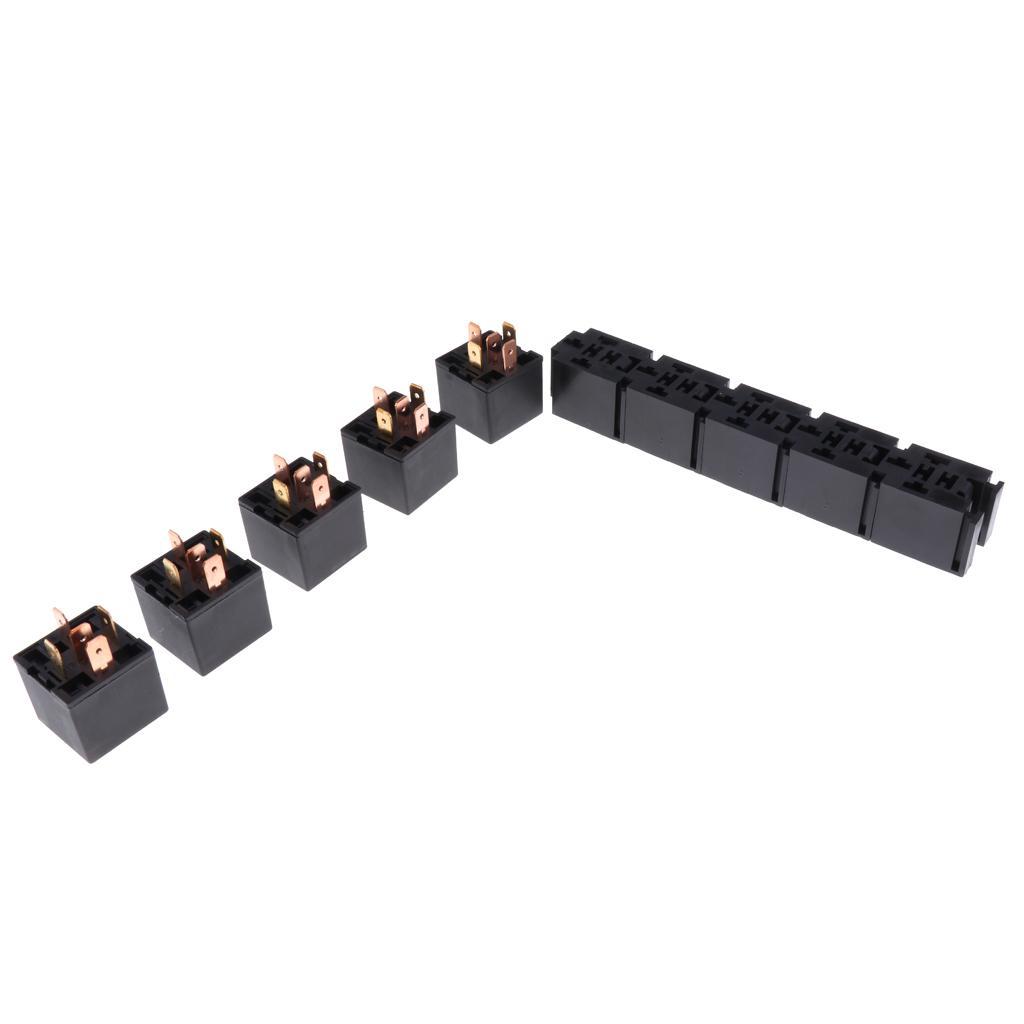 5pcs 80A 5 Pin DPDT Car Relay Base Socket Holder Connector With 25 Terminals