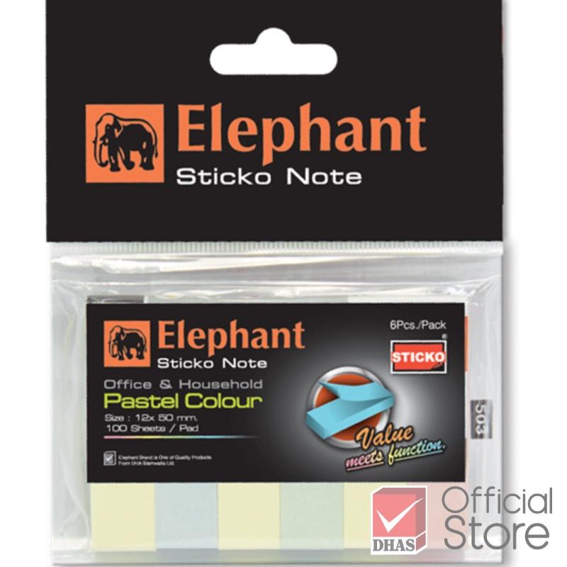 Giấy ghi chú elephant, giấy note tự dính màu pastel,12x50mm gói 100 tờ Thái Lan