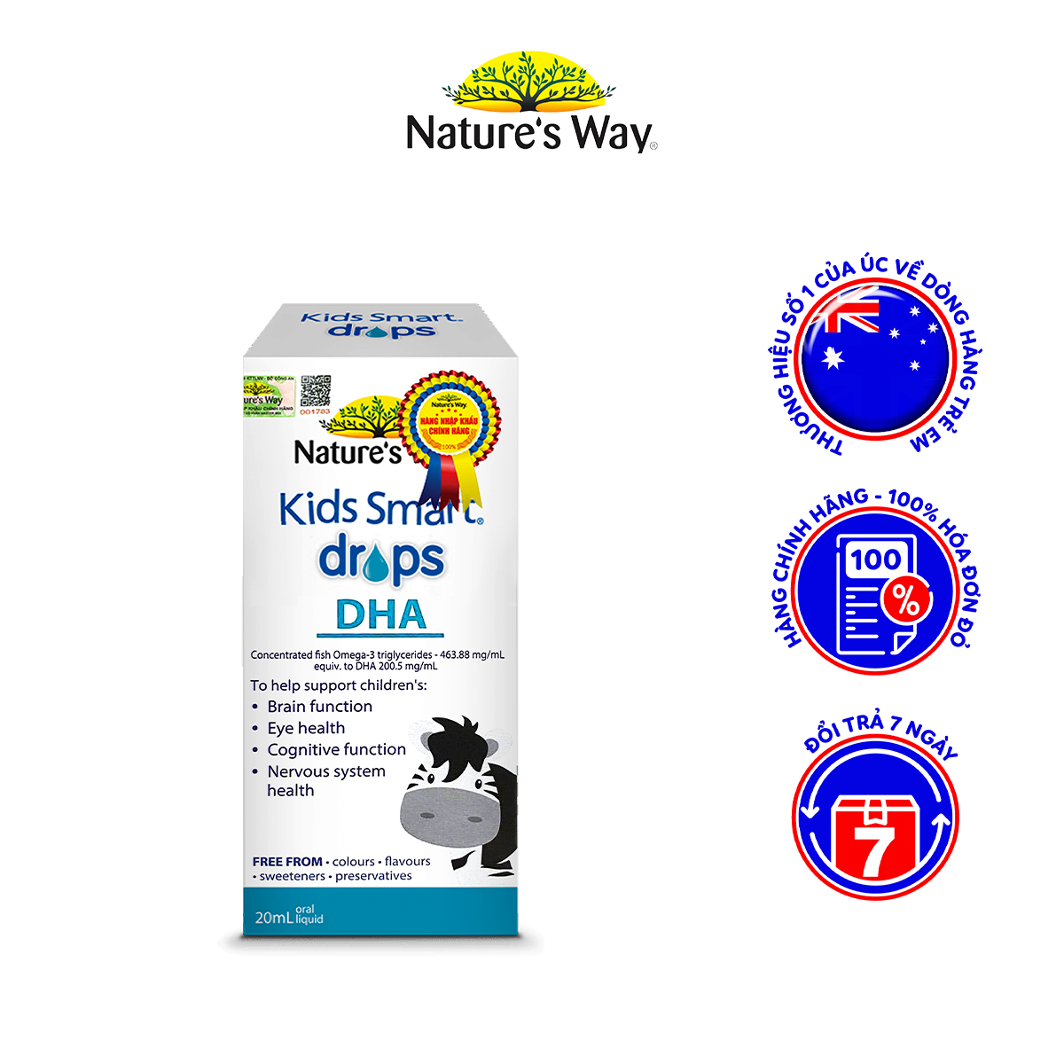 Siro Uống Nature's Way Kids Smart Drops DHA Dạng Giọt Giúp Tăng IQ, Phát Triển Não Bộ Cho Bé 20ml