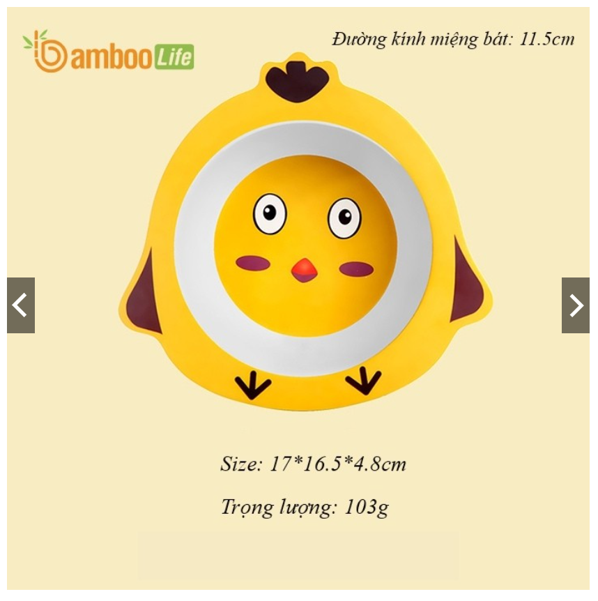 Bát ăn dặm sợi tre- Chén ăn dặm hình động vật ngộ nghĩnh chất liệu tự nhiên an toàn cho bé