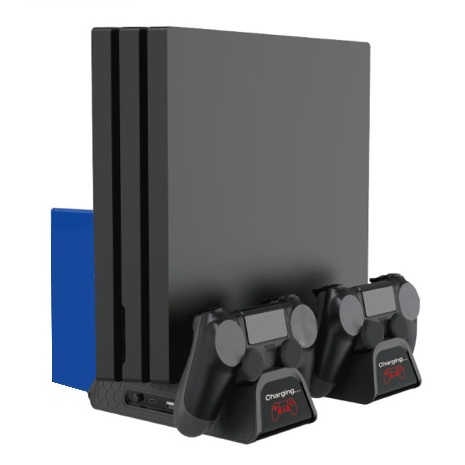 Vertical Stand+Cooling Fan+Controller Charging Station +Game Storage for PS4