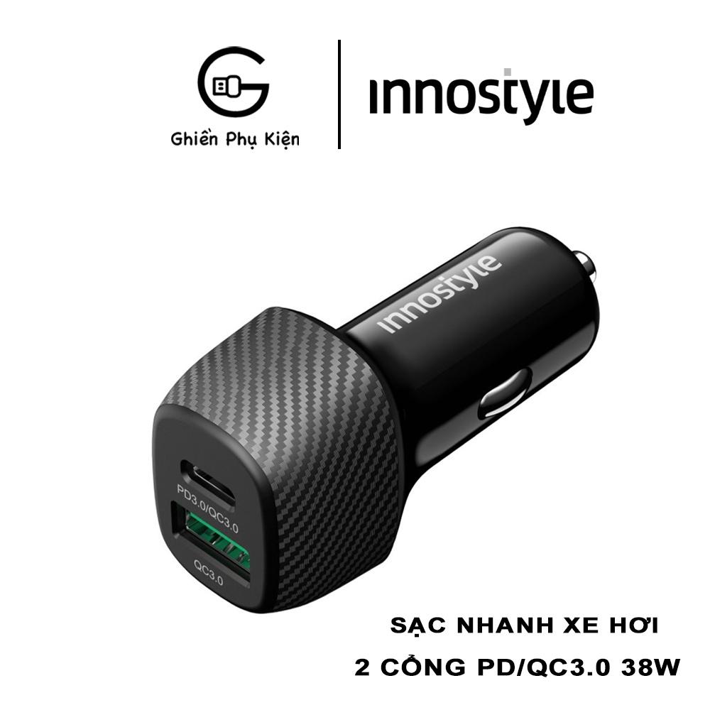 SẠC NHANH XE HƠI INNOSTYLE POWERON SPEED 2 CỔNG PD/QC3.0 38W IC38-2PDBLK - HÀNG CHÍNH HÃNG