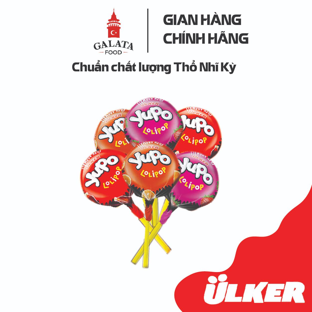 Kẹo mút nhiều vị ULKER YUPO LOLIPOP vị Dâu/ Cam/ Cola 11g