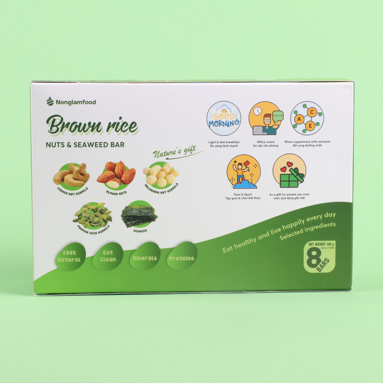 Thanh Gạo Lứt Hạt &amp;amp; Rong Biển Nông Lâm Food Thơm Ngon Hảo Hạng Cung Cấp Nhiều Khoáng Chất Và Vitamin Giúp Cân Đối Dinh Dưỡng Tốt Cho Sức Khỏe – Hàng Chính Hãng