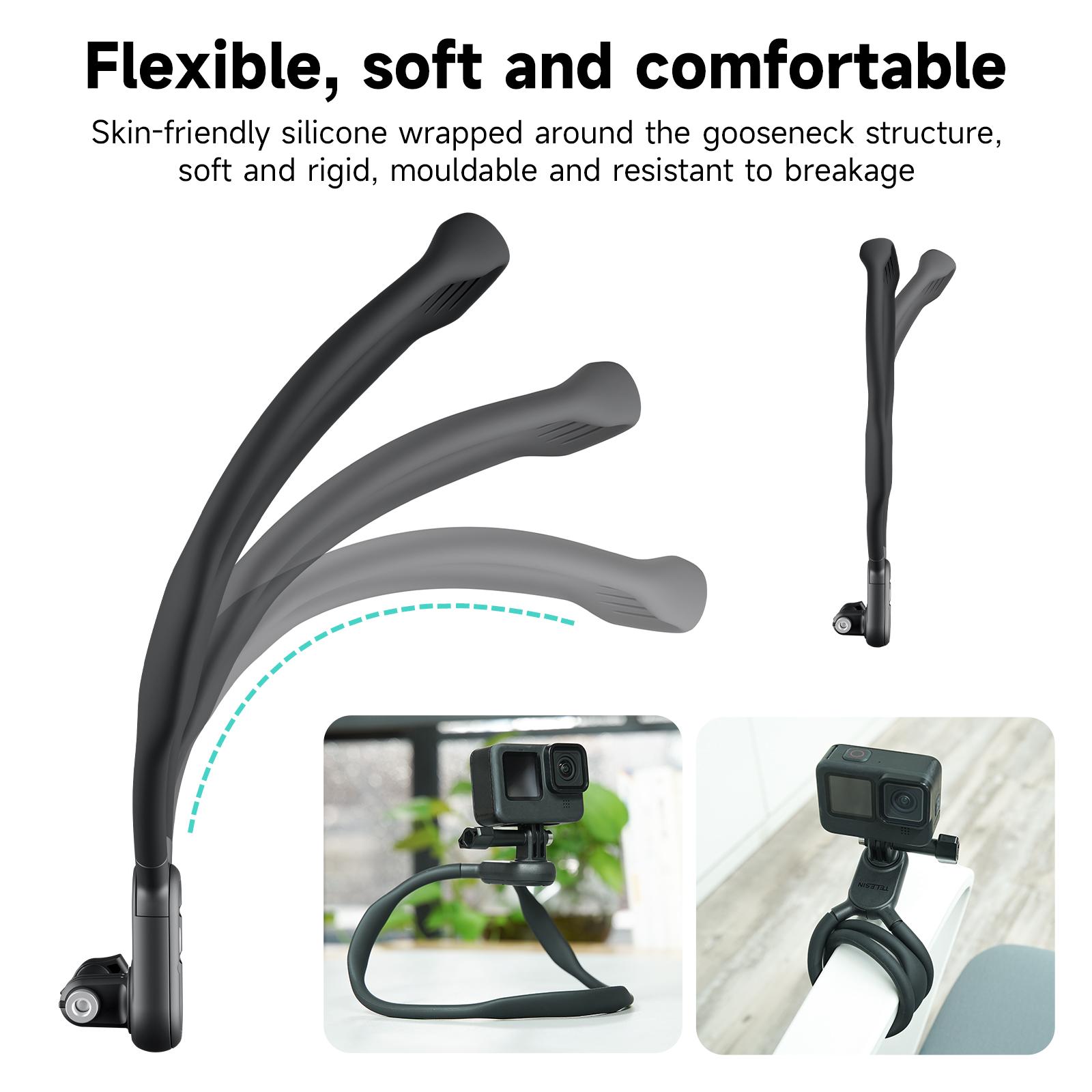 Telesin New giữ Mount Mount Mount For GoPro Hero 11 10 9 8 7 6 5 Insta360 Dji Osmo Action Silicone Action Camera Phụ kiện
