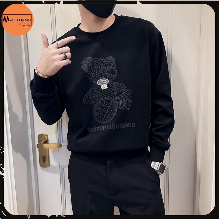 Áo thu đông chất đẹp, Áo sweater nam cổ tròn cao cấp streetwear in Gấu TIO mã NZ689