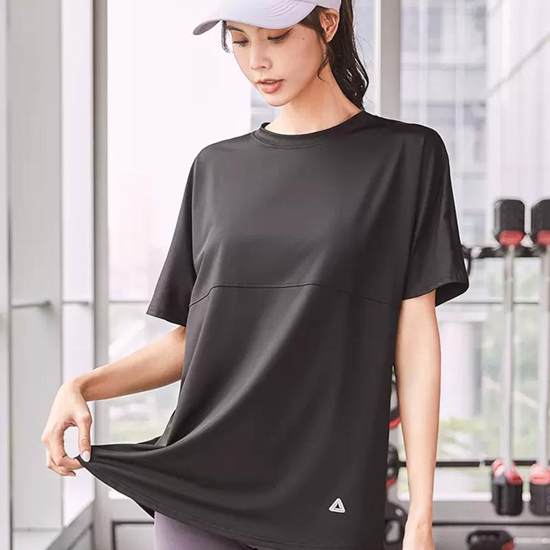 F. DYRAA Nữ Áo Thun Thể Thao Cổ Tròn Dáng Rộng Áo Sơ Mi Lưng In Chữ Thể Thao Áo Tập Chạy Tee Color: Orange Size: XL