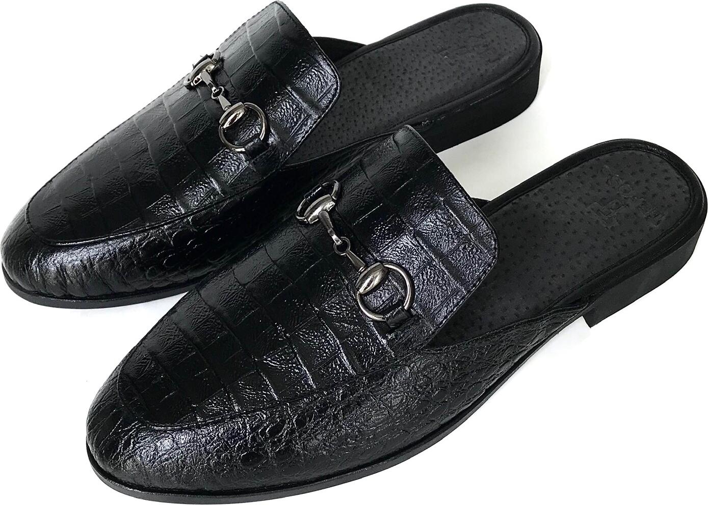 Giày Sục Nam Da Bò In Vân Cá Sấu Mules Shoes TEFOSS – HT01Cro