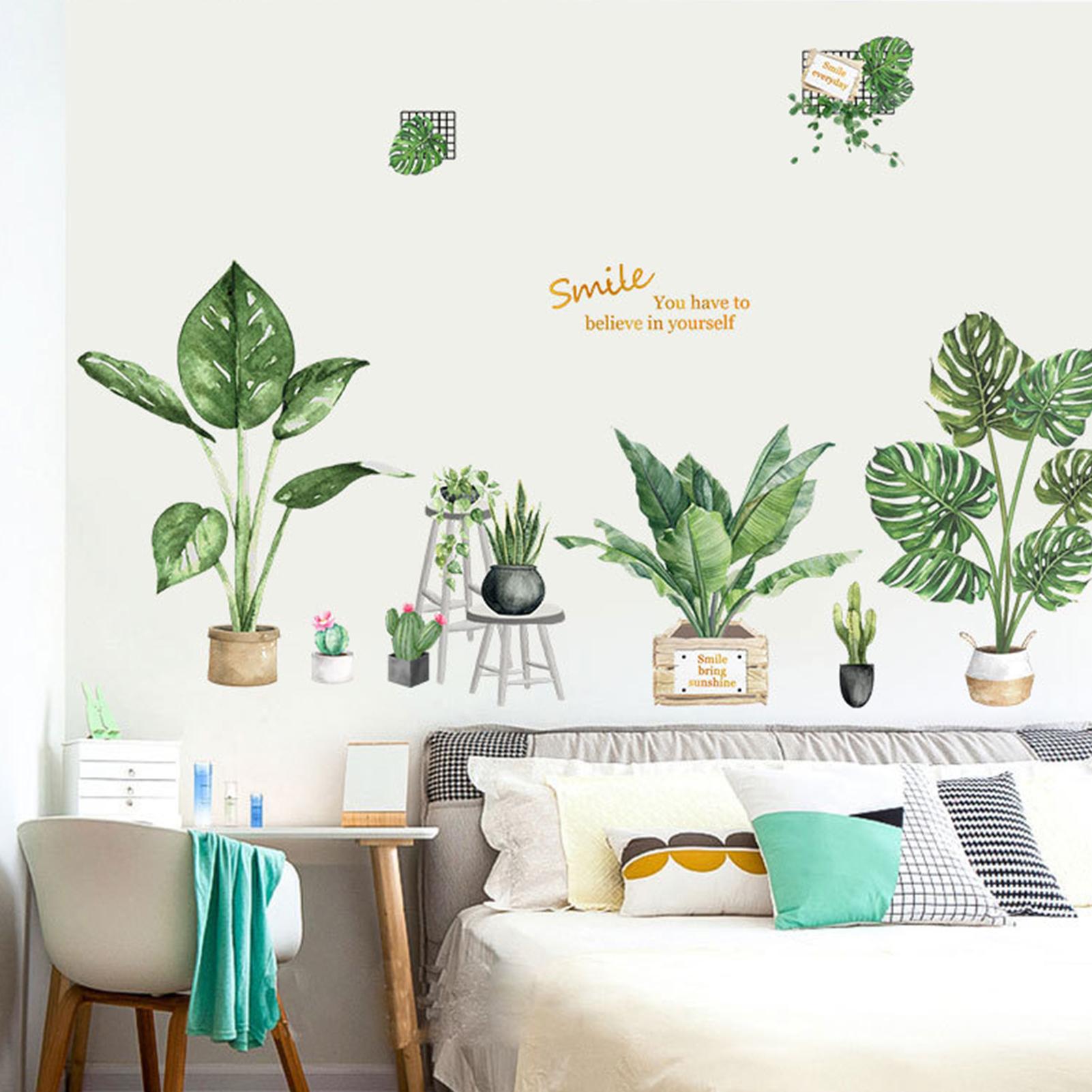 Decal Dán Tường Có Thể Tháo Rời Vinyl Tường Nghệ Thuật Trang Trí Cho Nhà Chủ Đề Chậu Cây cảnh