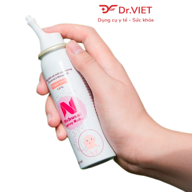 Nebusal spray Baby 1,9% - Dung dịch nước muối biển 1,9% làm sạch mũi, Nghẹt mũi, Sung huyết mũi cho trẻ em từ 3 tháng tuổi