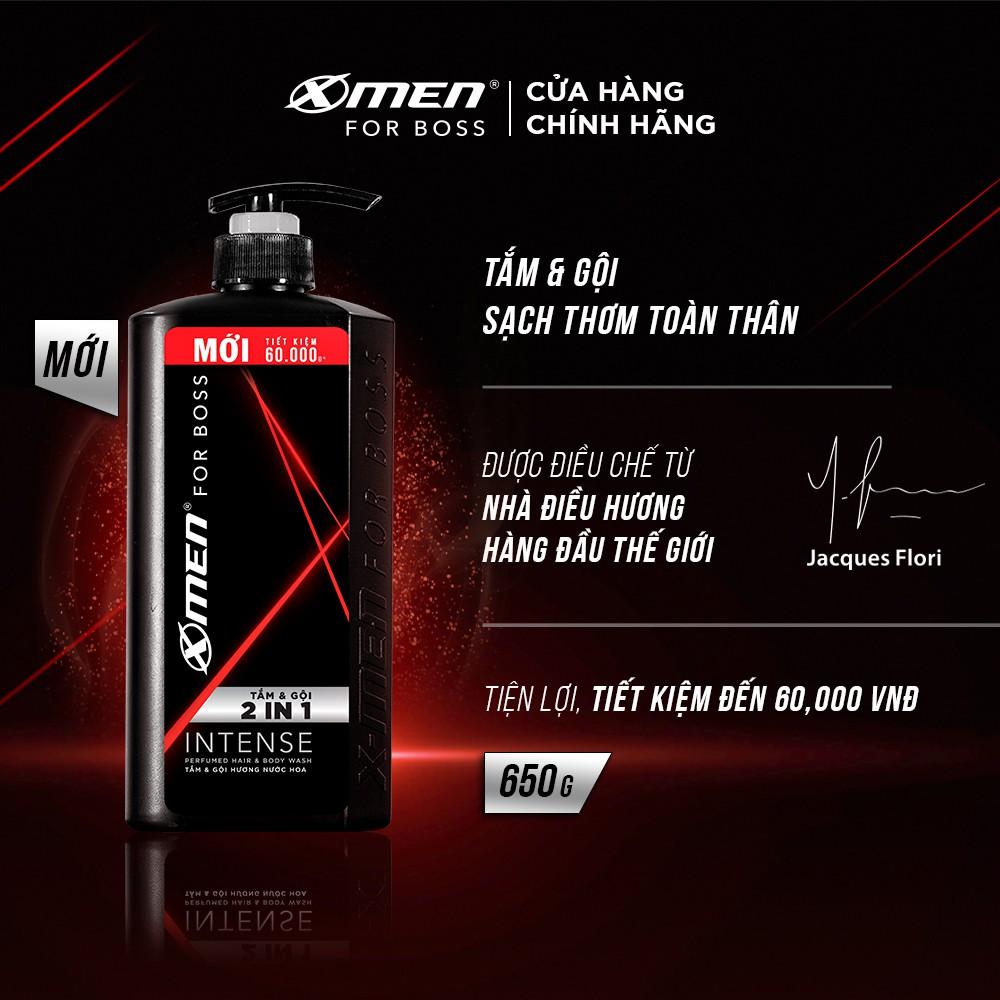 Tắm gội X-Men for Boss Intense 2in1 hương nước hoa Châu Âu 650g