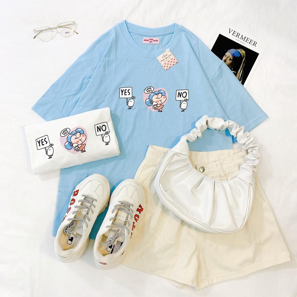 Áo Thun Tay Lỡ Unisex YES NO LOVE YOU Form Rộng Ulzzang