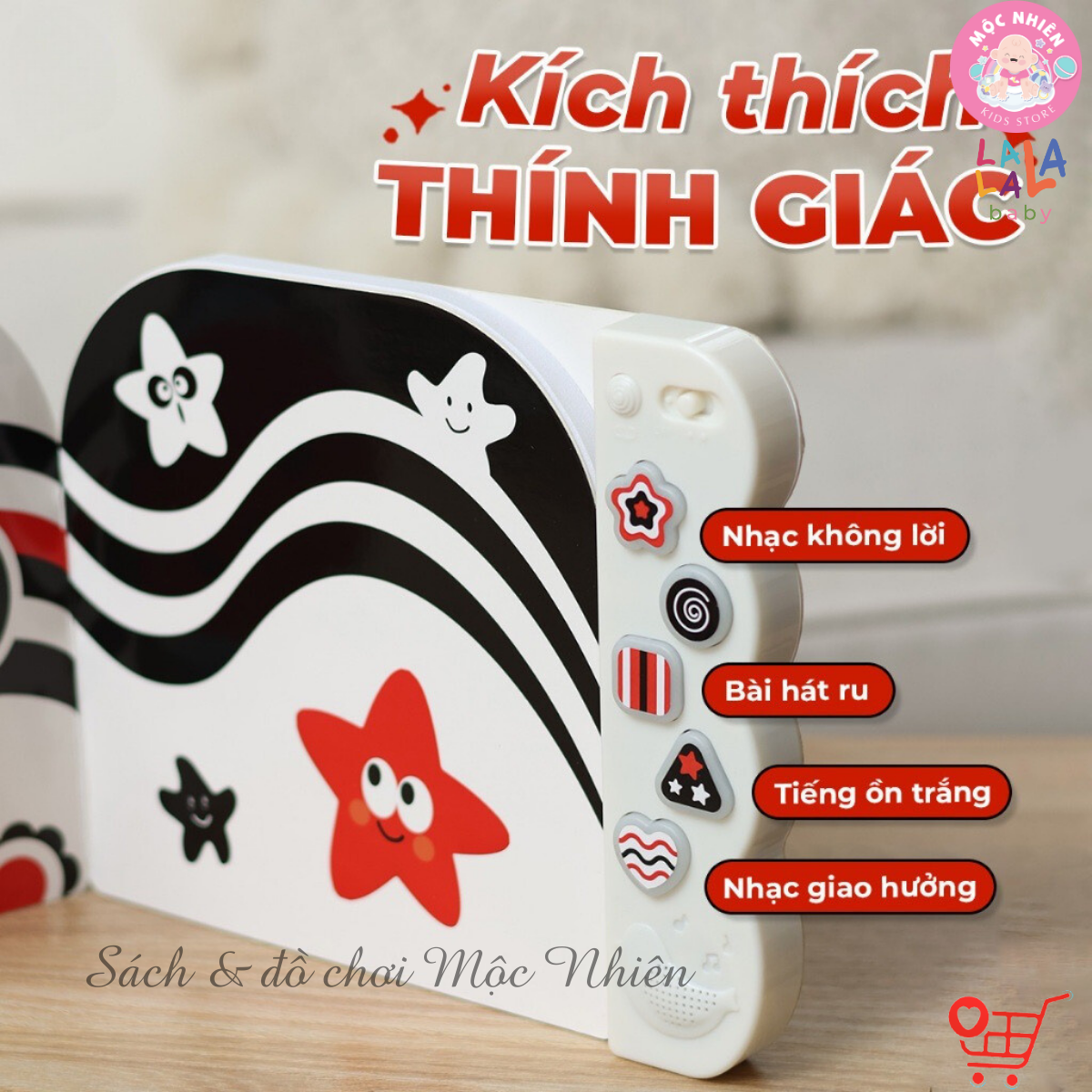 Sách âm thanh zigzag Lalalook - Đồ chơi kích thích thị giác, thính giác và não bộ phát triển cho bé sơ sinh - Lalala baby