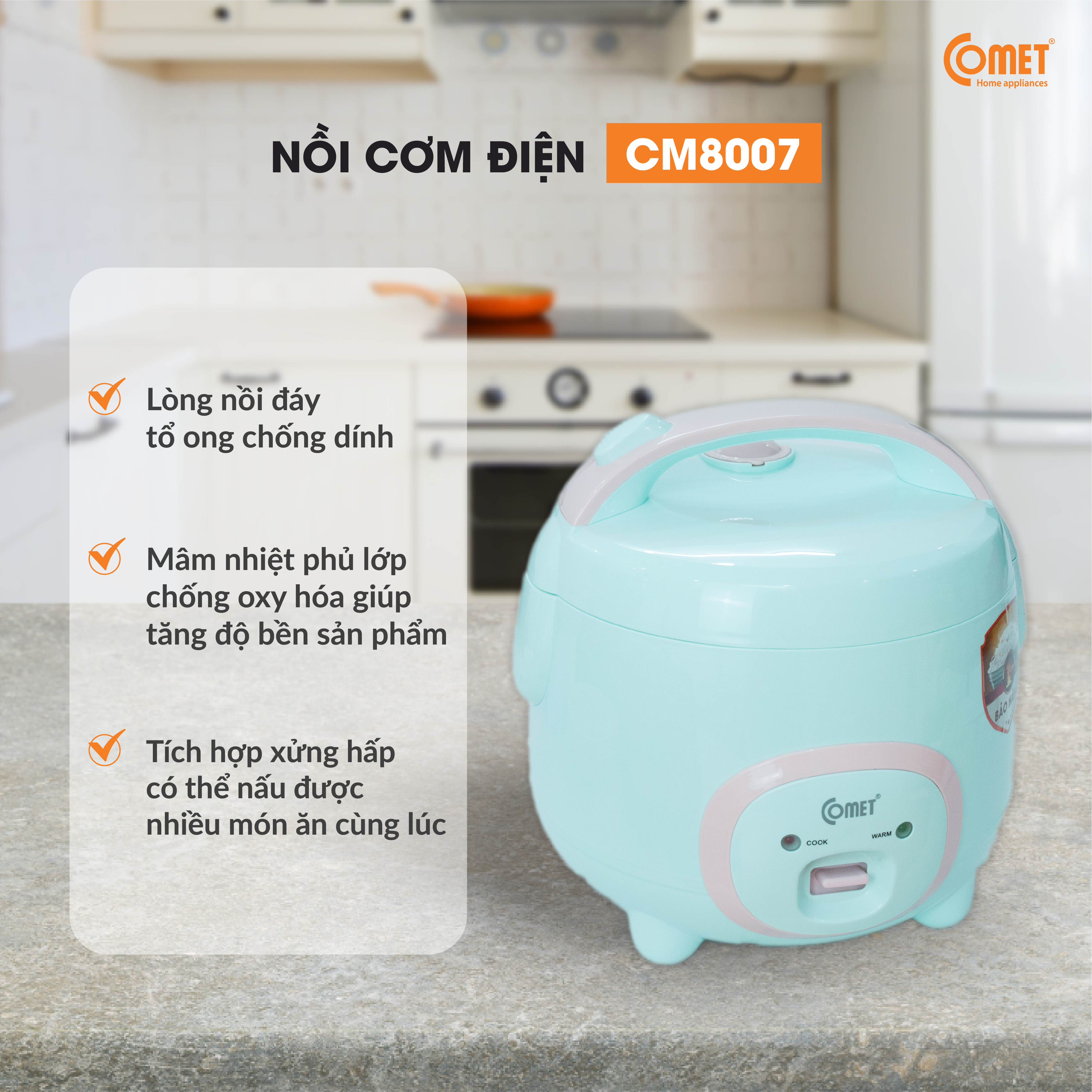 Nồi Cơm Điện Comet CM8007 - 0.8L - Hàng Chính Hãng