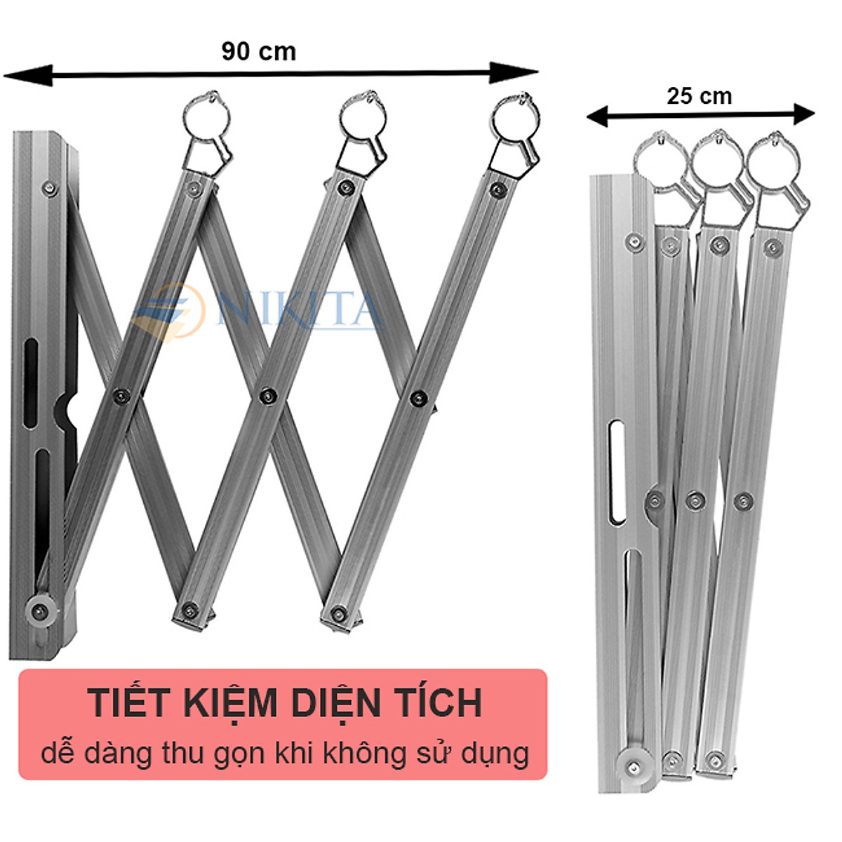 Giàn phơi gắn tường Nhôm cao cấp -GPGT-bạc