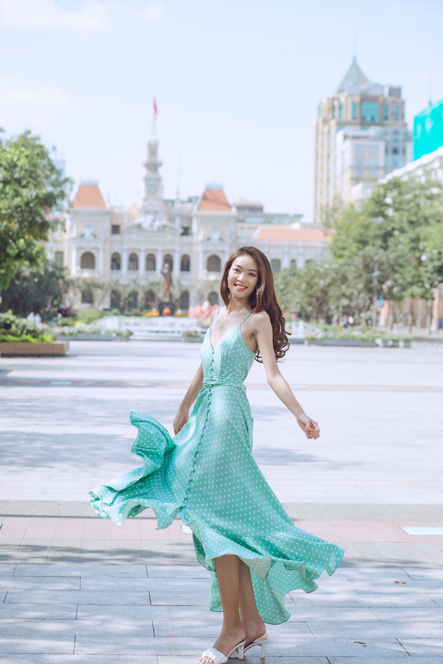 ĐẦM MAXI 2 DÂY CAO CẤP NÚT BỌC 4 MÀU - M