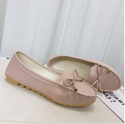 Giày lười slip on nữ da mềm, êm chân đính nơ xinh xắn GL5