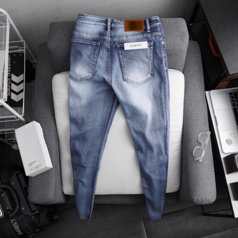 QUẦN JEAN NAM XANH NHẠT QUẦN BÒ NAM CAO CẤP CO DÃN MẪU MỚI ĐẸP ỐNG ÔM PHONG CÁCH THỜI TRANG HAIAN JEANS