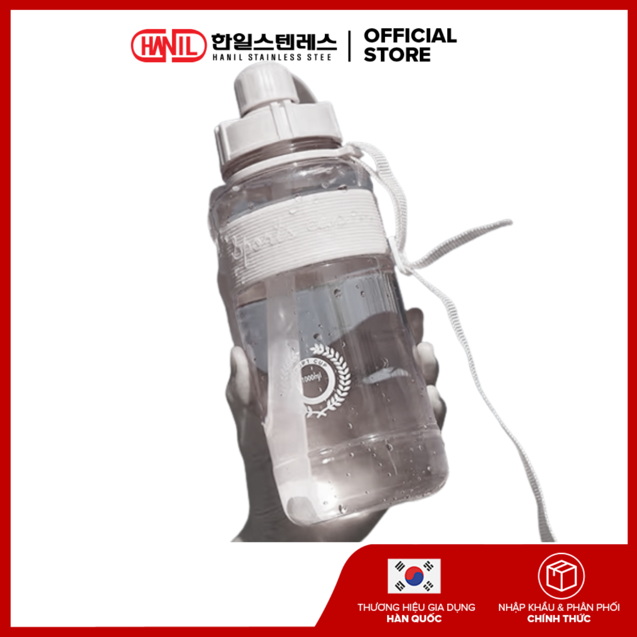 Bình đựng nước thể thao 1000ml, trắng Livingon CH-WTB-1000-WH
