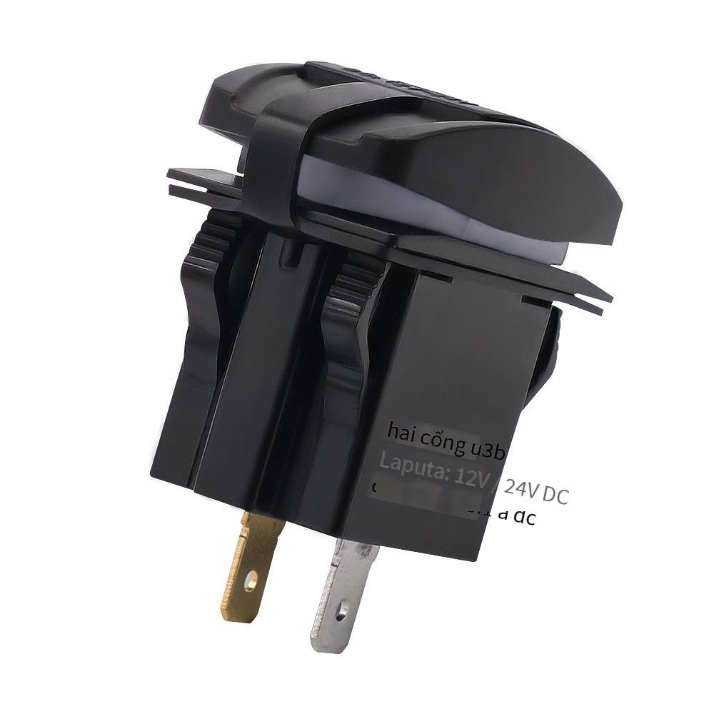 Đảm Bảo Chất Lượng Xe Ô Tô Xe Máy Đa Năng Loại Tàu Dual USB Sạc Xe Hơi Sạc Điện Thoại Đổi Chống Thấm Nước Xanh Dương Đèn LED 12-24V