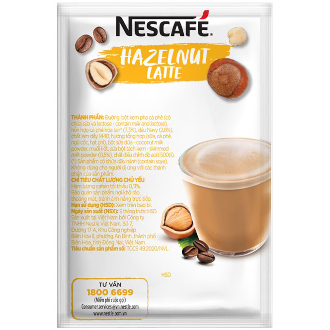 Combo 3 hộp cà phê hòa tan Nescafé Latte sữa hạt vị hạt phỉ (Hộp 10 gói x 24g) - [Tặng 1 ly 2 lớp tiện lợi]